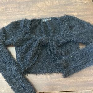 Fluffy black crop sweater/shrug